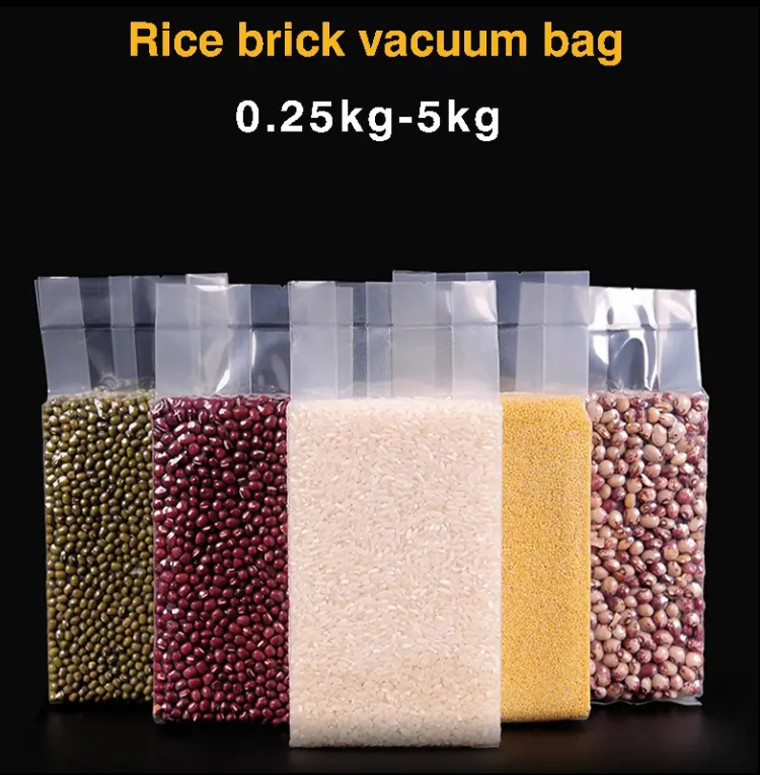 Druckmaschine für die Druckerei von Lebensmitteln Reis Verpackung Vakuum Kunststoff 1kg 2Kg 5Kg 10Kg Pe Wärmesiegel Tasche mit Griff