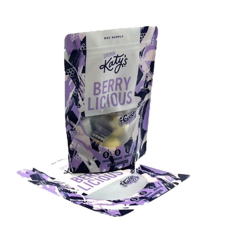 Recycelbare PET Mylar Ziplock Steh-Pocket-Tasche Kräuter Grüne Blätter Locker schwarzer Kaffee Doypack Sachet Matcha Teebeutel Lagerung