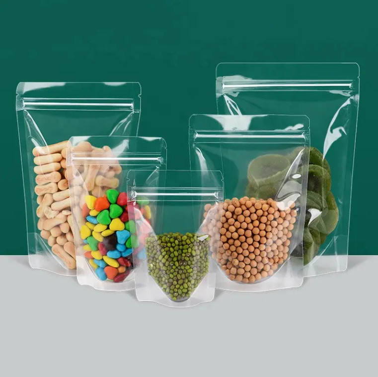 Lebensmittel-Ziplock-Kleiner-Maßdruck-Stand-Up-Tasche-Zip-Sperre-Verpackung-Plastik-transparente Tasche mit Reißverschluss