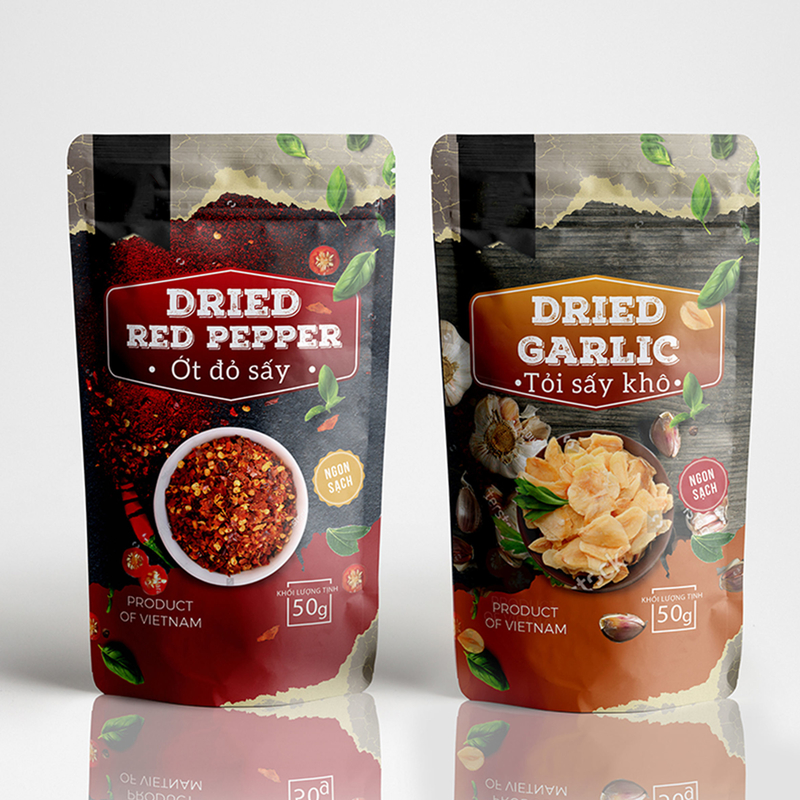 Gewürzverpackungstüte Kunststoffverpackung Würze Paprika Lebensmittelverpackungstüte Versiegelter Reißverschluss Stehbeutel