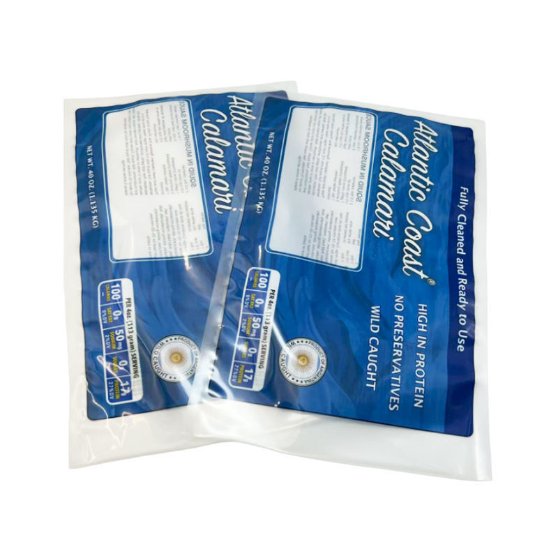 Individuell bedruckte Logo Heißsiegelbeutel, dreiseitig versiegelte Tiefkühlkostverpackung, Kunststoff-Vakuumbeutel, Fleischverpackung mit Sichtfenster