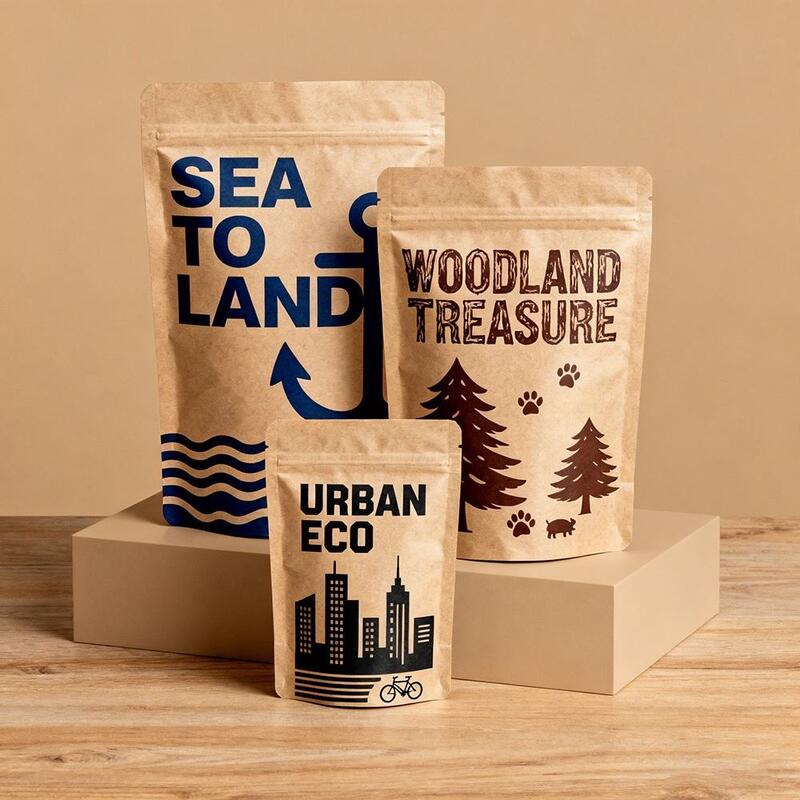 Custom White Kraft Paper Eco-Friendly Compostable Pla Food Bags Coffee Pouch Stand Up Ziplock Pouch With Biodegradable Zipper